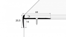 Schodový profil 44 x 20,5 mm - pro linoleum, PVC, vinyl a koberce - do 5 mm